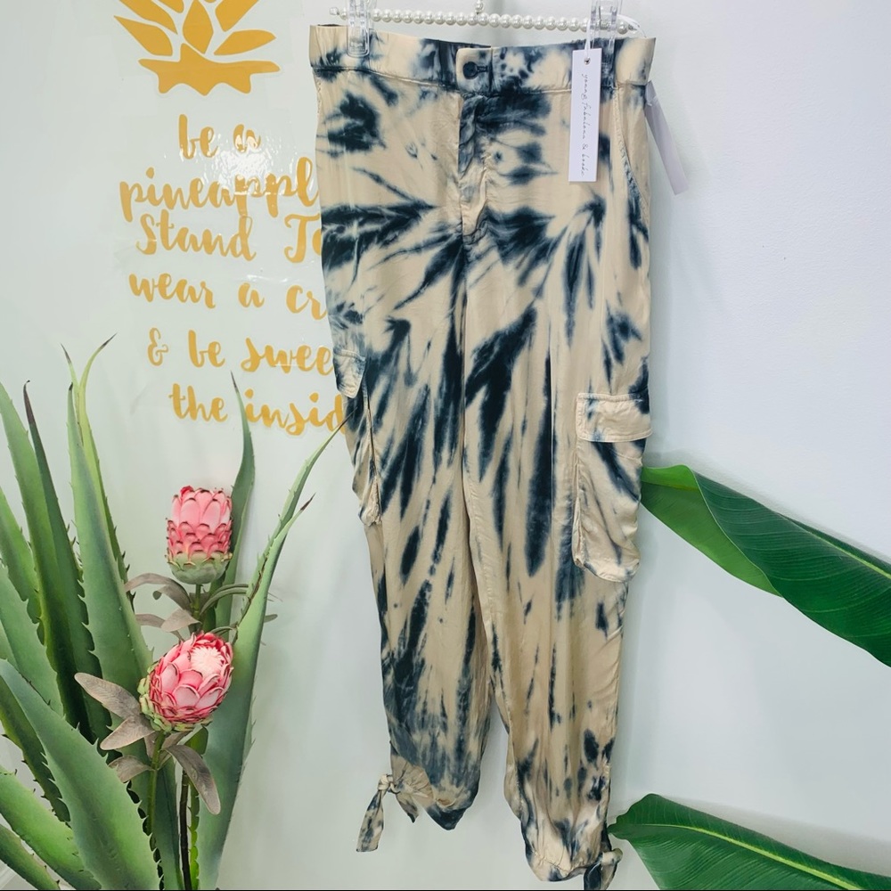 Young Fabulous & Broke Tie Dye Satin Ankle Pants Joggers Cargo Pants Medium - Picture 10 of 14